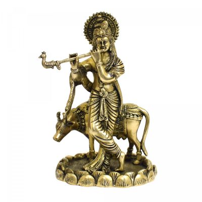 brass-krishna-idol-with-cow